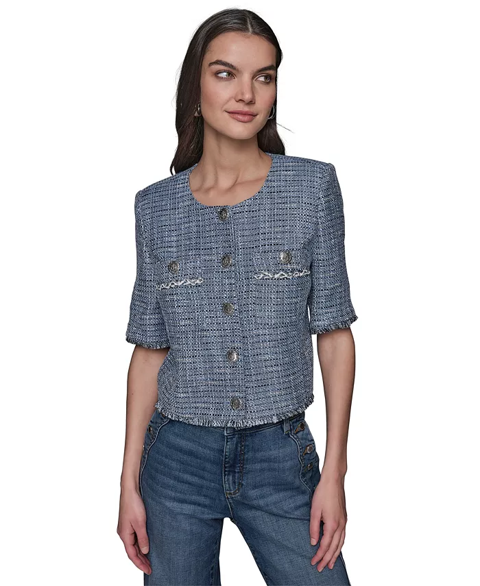 Женская твидовую куртка с коротким рукавом и бахромой KARL LAGERFELD PARIS, синий
Женская твидовую куртка с коротким рукавом и бахромой KARL LAGERFELD PARIS, синий