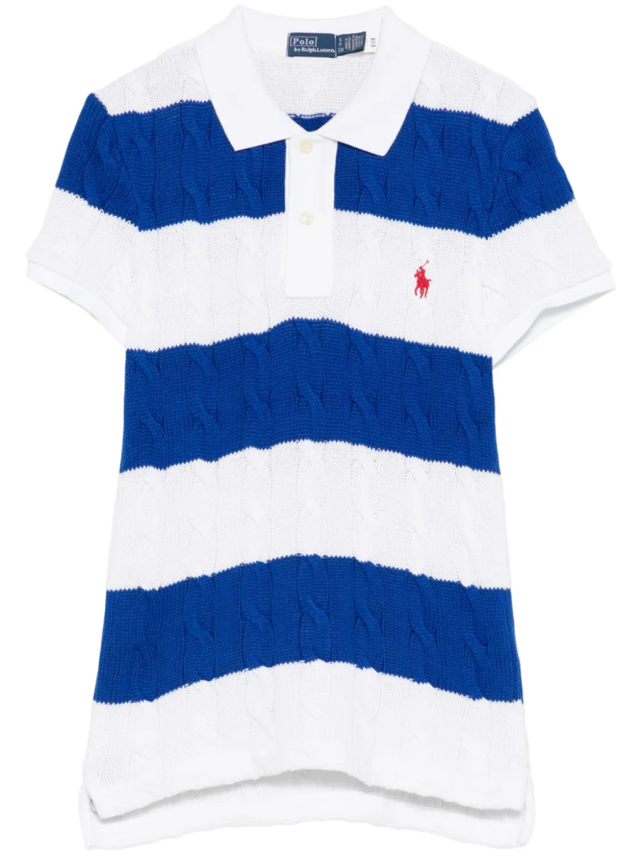 Топ-поло Polo Ralph Lauren с косичной вязкой, белый 
Топ-поло Polo Ralph Lauren с косичной вязкой, белый