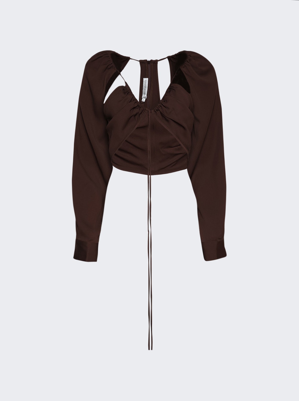 Топ с длинными рукавами и сборками Christopher Esber, синий
Топ с длинными рукавами и сборками Christopher Esber, синий