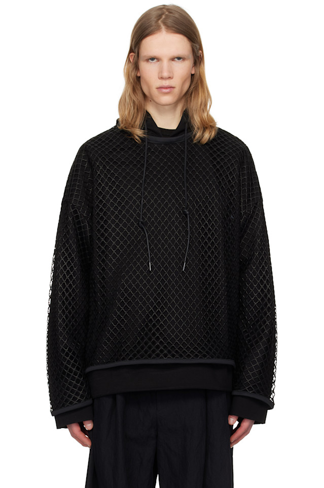Сетчатый худи с капюшоном Juun.J, черный
Сетчатый худи с капюшоном Juun.J, черный
