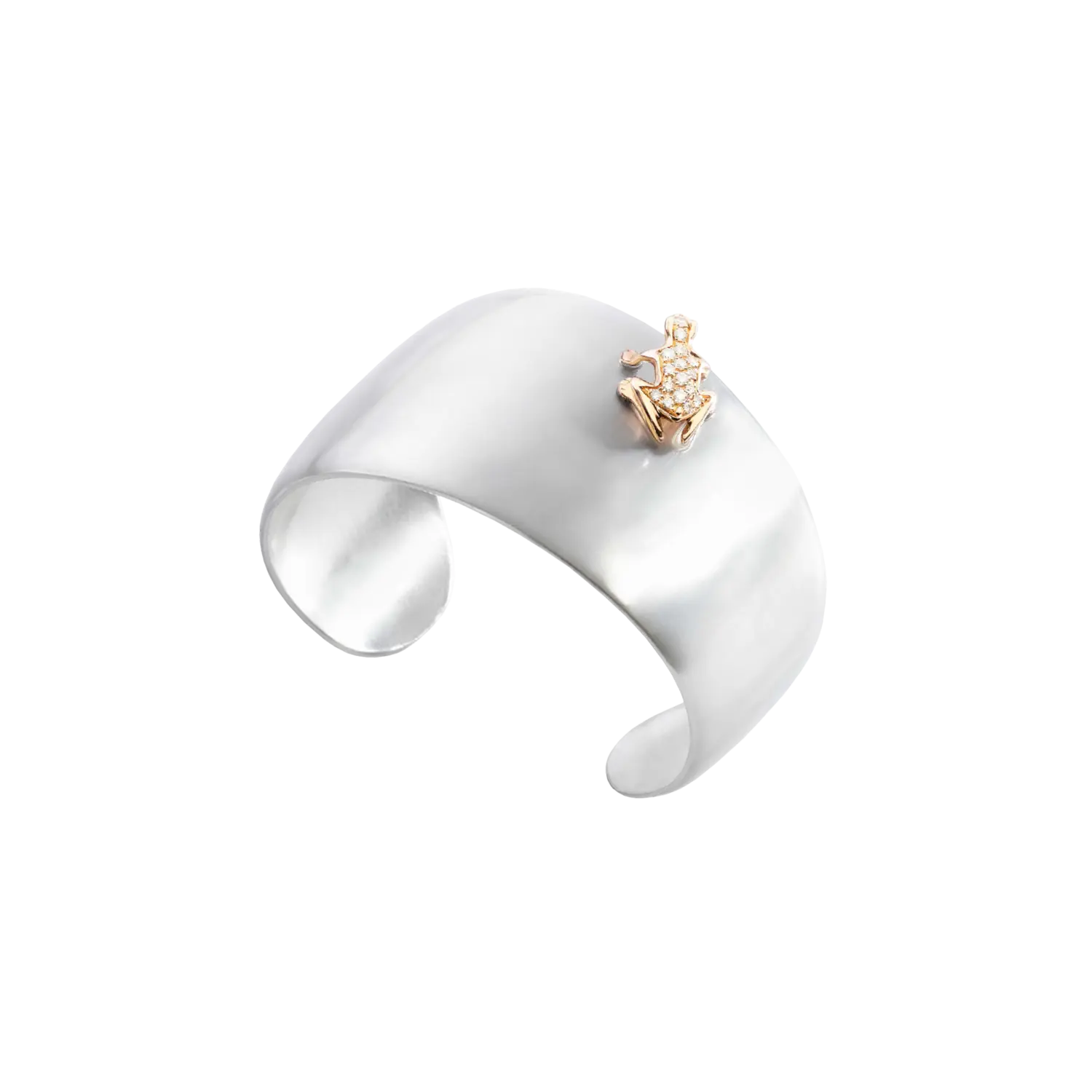 Браслет-кафф Dada Arrigoni Happy frog с розовым золотом и бриллиантами
Браслет-кафф Dada Arrigoni Happy frog с розовым золотом и бриллиантами