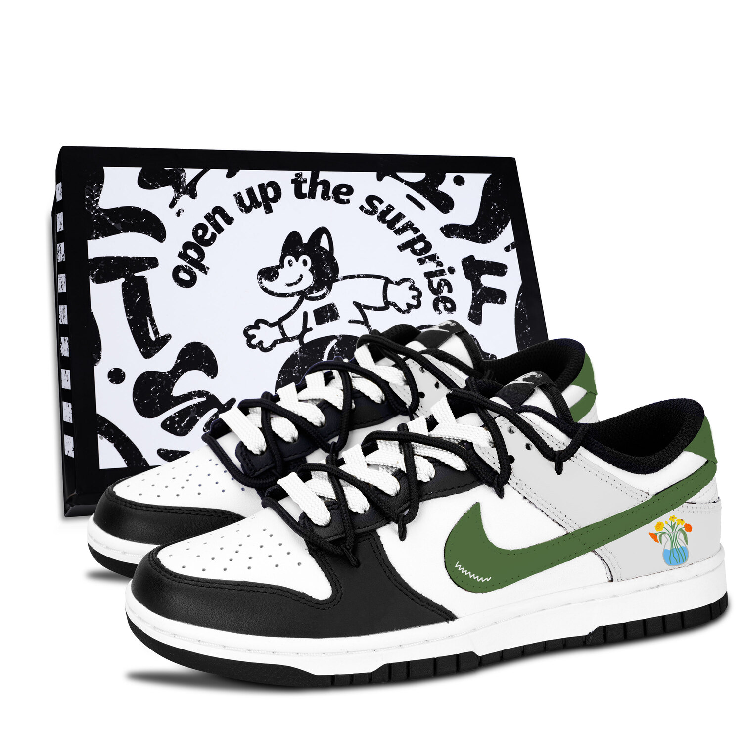 Nike Dunk Black White, Green Bloom, устойчивые к истиранию и скольжению, низкие кроссовки для скейтбординга Unisex, серые
Nike Dunk Black White, Green Bloom, устойчивые к истиранию и скольжению, низкие кроссовки для скейтбординга Unisex, серые