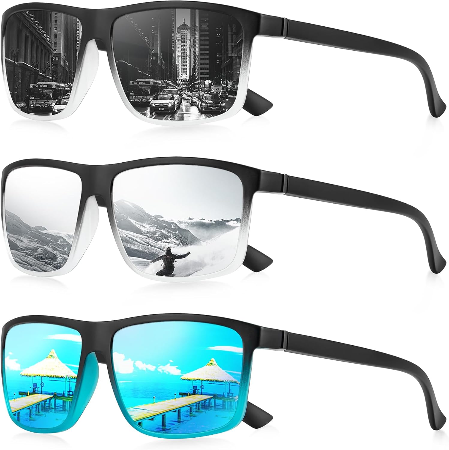 Мужские поляризованные солнцезащитные очки NSSIW: классические солнцезащитные очки с защитой UV400 для вождения, рыбалки, гольфа, комплект из 3 штук, Gradient Black+gradient Blue+gradient Silver
Мужские поляризованные солнцезащитные очки NSSIW: классические солнцезащитные очки с защитой UV400 для вождения, рыбалки, гольфа, комплект из 3 штук, Gradient Black+gradient Blue+gradient Silver