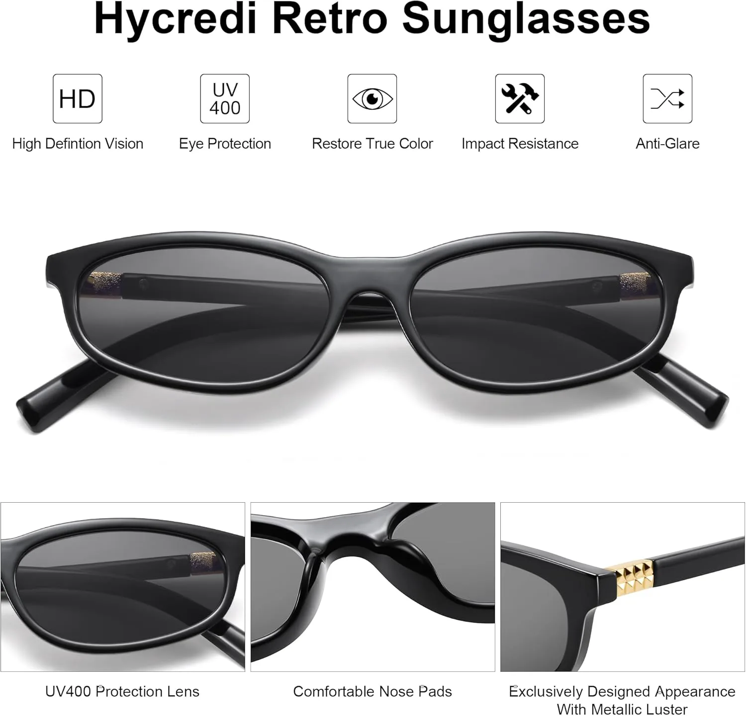 Солнцезащитные очки Hycredi Retro «кошачий глаз» для женщин — модные маленькие овальные очки — узкие прямоугольные солнцезащитные очки в стиле Y2k 90-х, Black/Gray
Солнцезащитные очки Hycredi Retro «кошачий глаз» для женщин — модные маленькие овальные очки — узкие прямоугольные солнцезащитные очки в стиле Y2k 90-х, Black/Gray