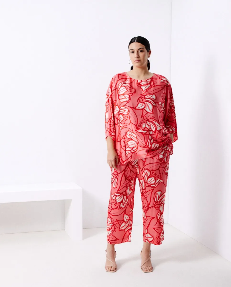 Блузка с принтом и французскими рукавами Couchel, розовый 
Блузка с принтом и французскими рукавами Couchel, розовый