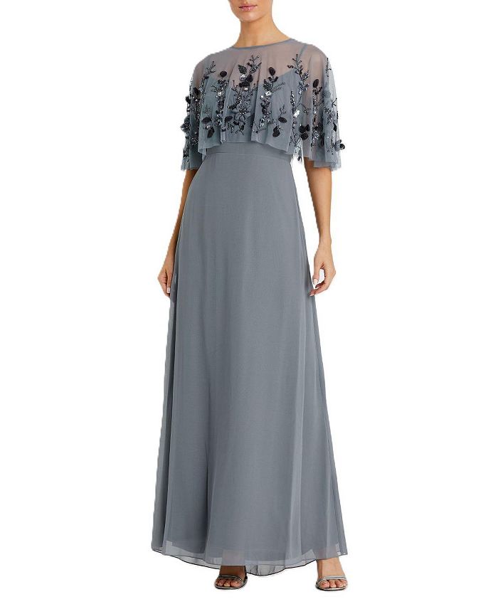 Платье без рукавов с декорированной накидкой Mac Duggal, серый
Платье без рукавов с декорированной накидкой Mac Duggal, серый