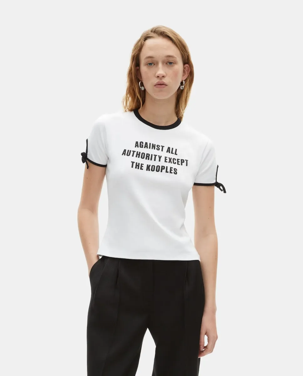 Женская футболка с коротким рукавом и трафаретной печатью спереди The Kooples, белый
Женская футболка с коротким рукавом и трафаретной печатью спереди The Kooples, белый