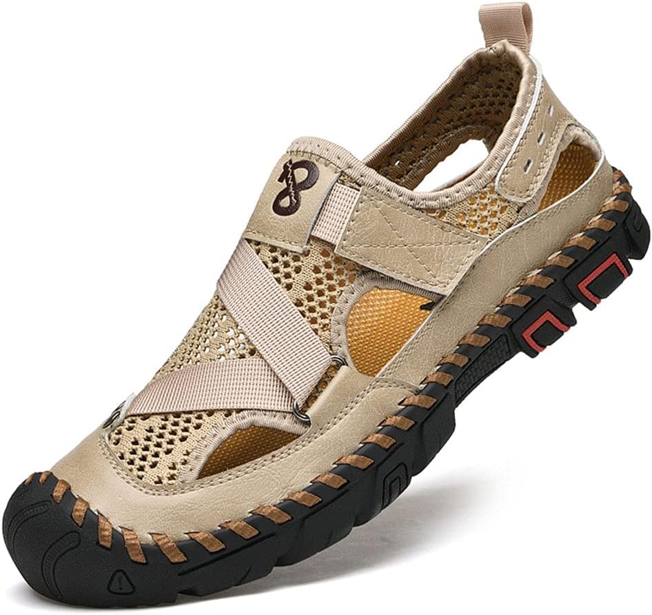 Мужские летние повседневные сандалии QINGCOMFACAI с закрытым носком, ручной работы из кожи, для рыбалки, пляжа и прогулок на открытом воздухе, вождения, бежевый
Мужские летние повседневные сандалии QINGCOMFACAI с закрытым носком, ручной работы из кожи, для рыбалки, пляжа и прогулок на открытом воздухе, вождения, бежевый