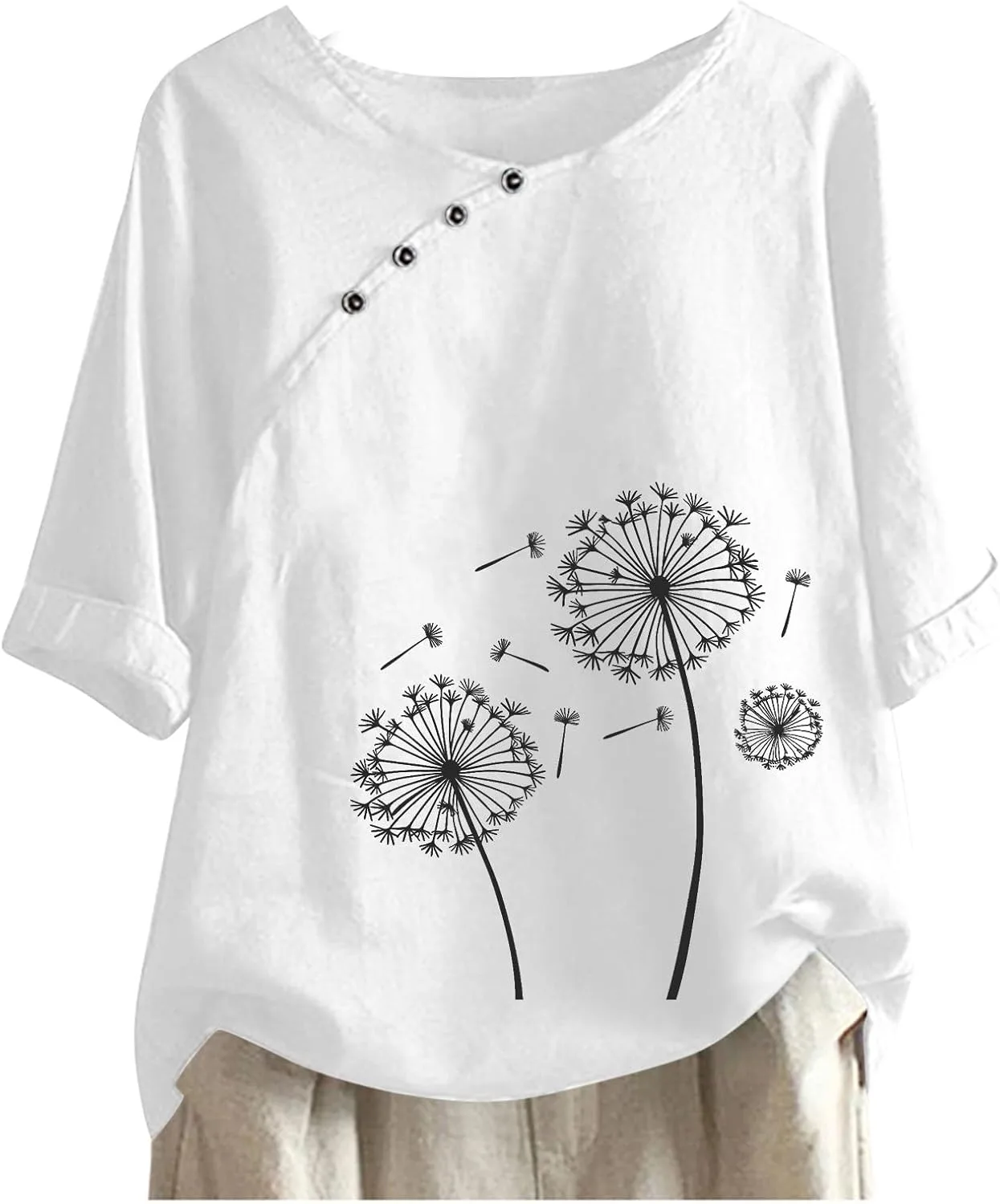 Льняная рубашка для женщин с принтом Dandelion, летняя, короткий рукав Floleo
Льняная рубашка для женщин с принтом Dandelion, летняя, короткий рукав Floleo