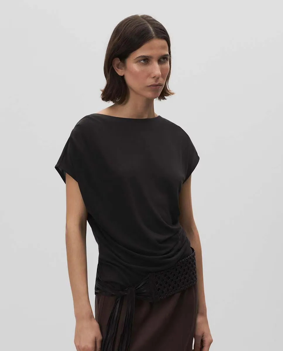 Женская футболка с присборенными рукавами Simorra, черный
Женская футболка с присборенными рукавами Simorra, черный