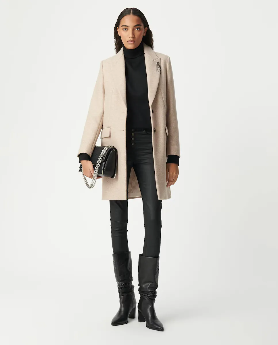 Женское шерстяное пальто на пуговицах IKKS, бежевый 
Женское шерстяное пальто на пуговицах IKKS, бежевый