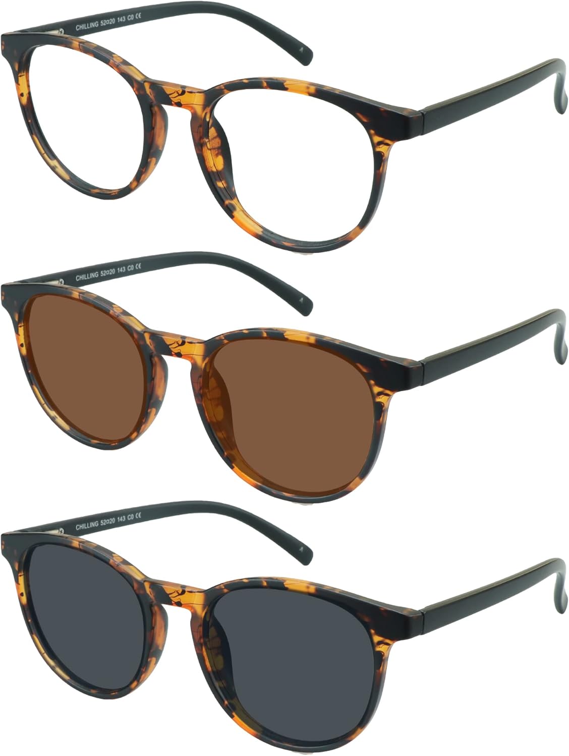 YEIN Набор из 3 овальных солнцезащитных очков для женщин и мужчин в стиле ретро, модные линзы 3 цветов (включая очки для защиты от синего света), Chilling_dark Tortoise
YEIN Набор из 3 овальных солнцезащитных очков для женщин и мужчин в стиле ретро, модные линзы 3 цветов (включая очки для защиты от синего света), Chilling_dark Tortoise