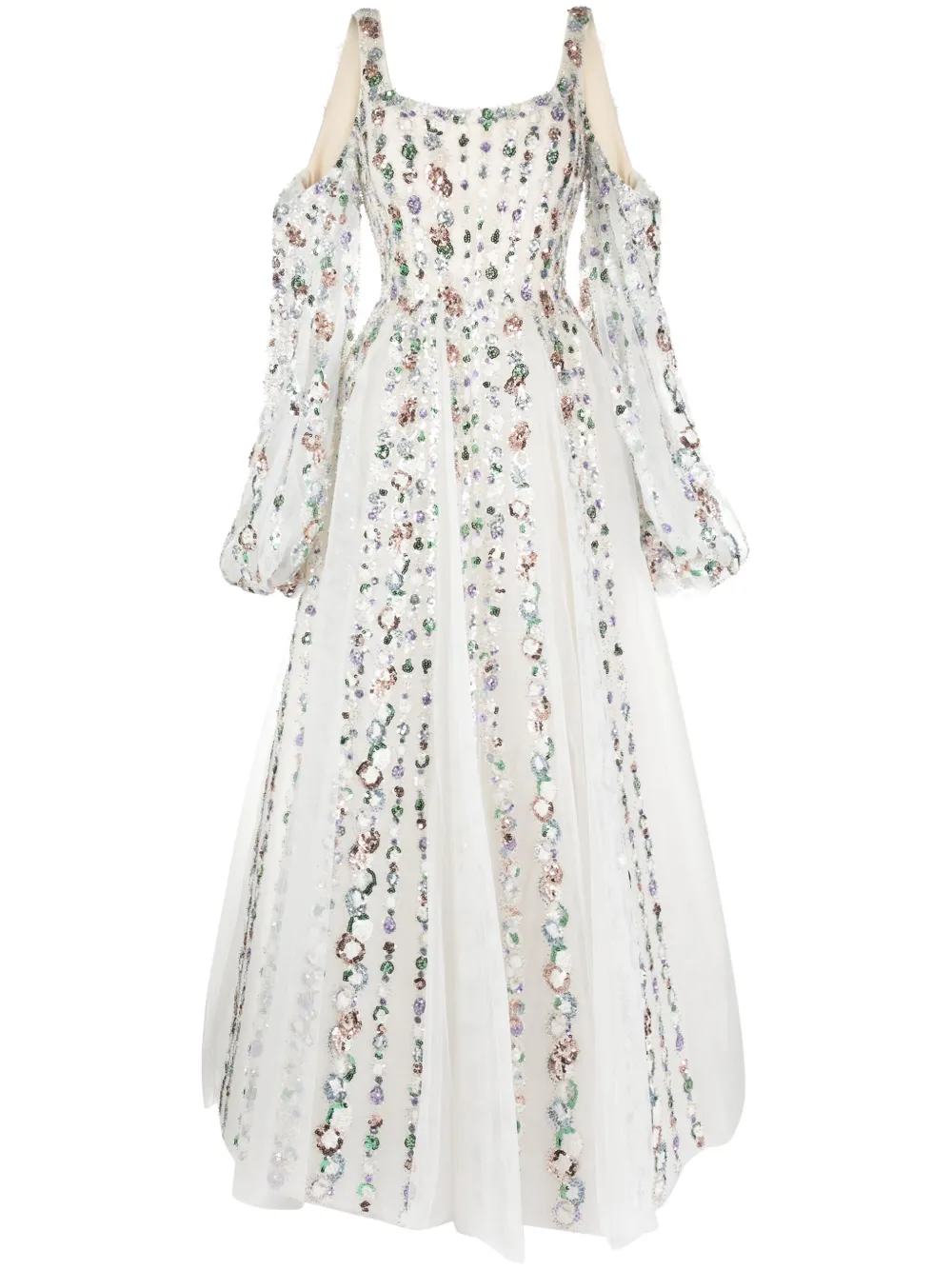 Платье из тюля с открытыми плечами и пайетками Saiid Kobeisy, белый
Платье из тюля с открытыми плечами и пайетками Saiid Kobeisy, белый