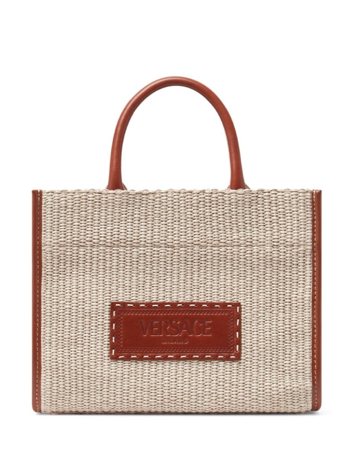Плетеная сумка-тоут с логотипом Versace, коричневый
Плетеная сумка-тоут с логотипом Versace, коричневый