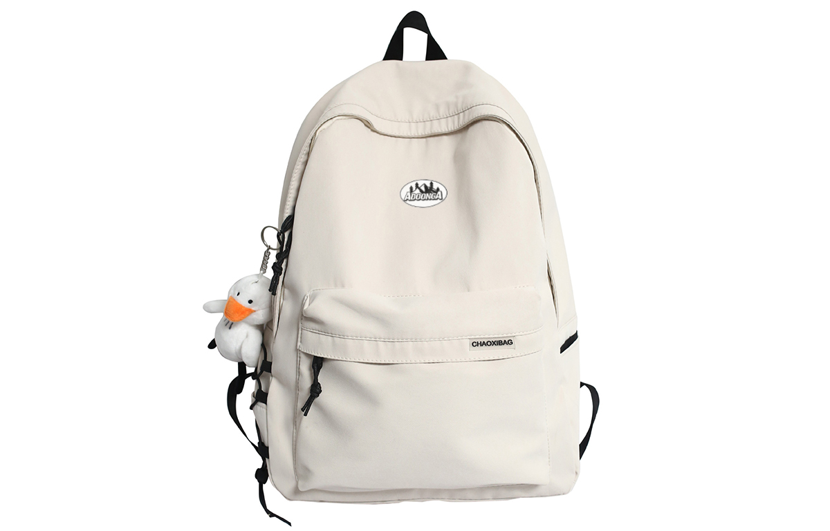 ADOONGA Нейлоновый рюкзак унисекс черно-белый, White (with Cheering Duck Charm) 
ADOONGA Нейлоновый рюкзак унисекс черно-белый, White (with Cheering Duck Charm)