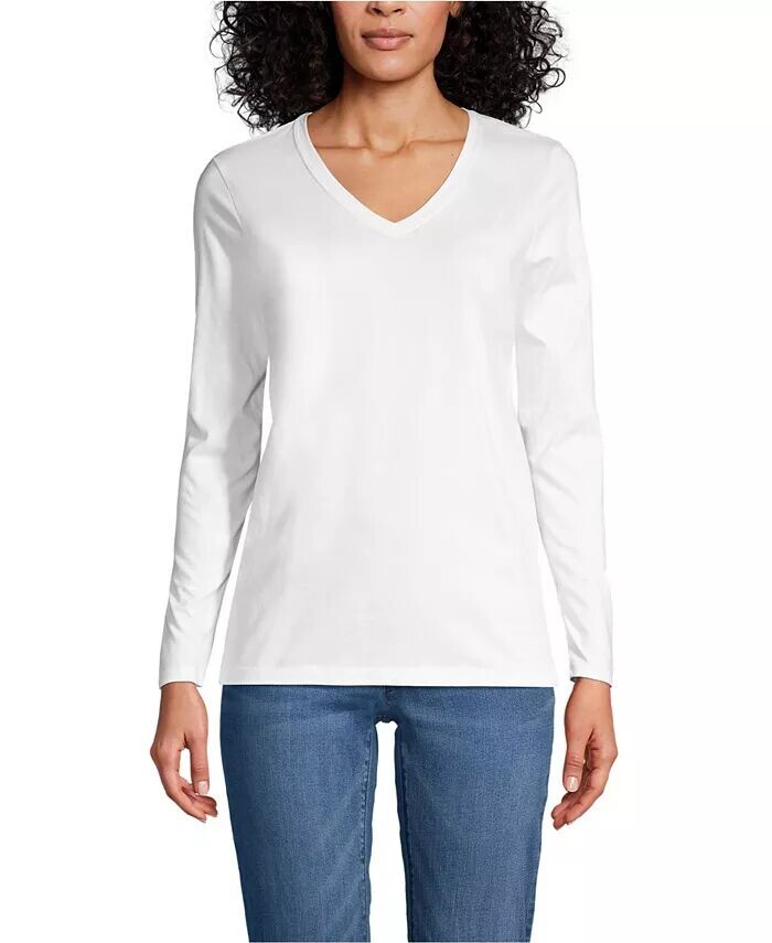 Женская свободная футболка из хлопка Supima с длинным рукавом и V-образным вырезом Lands' End, белый
Женская свободная футболка из хлопка Supima с длинным рукавом и V-образным вырезом Lands' End, белый