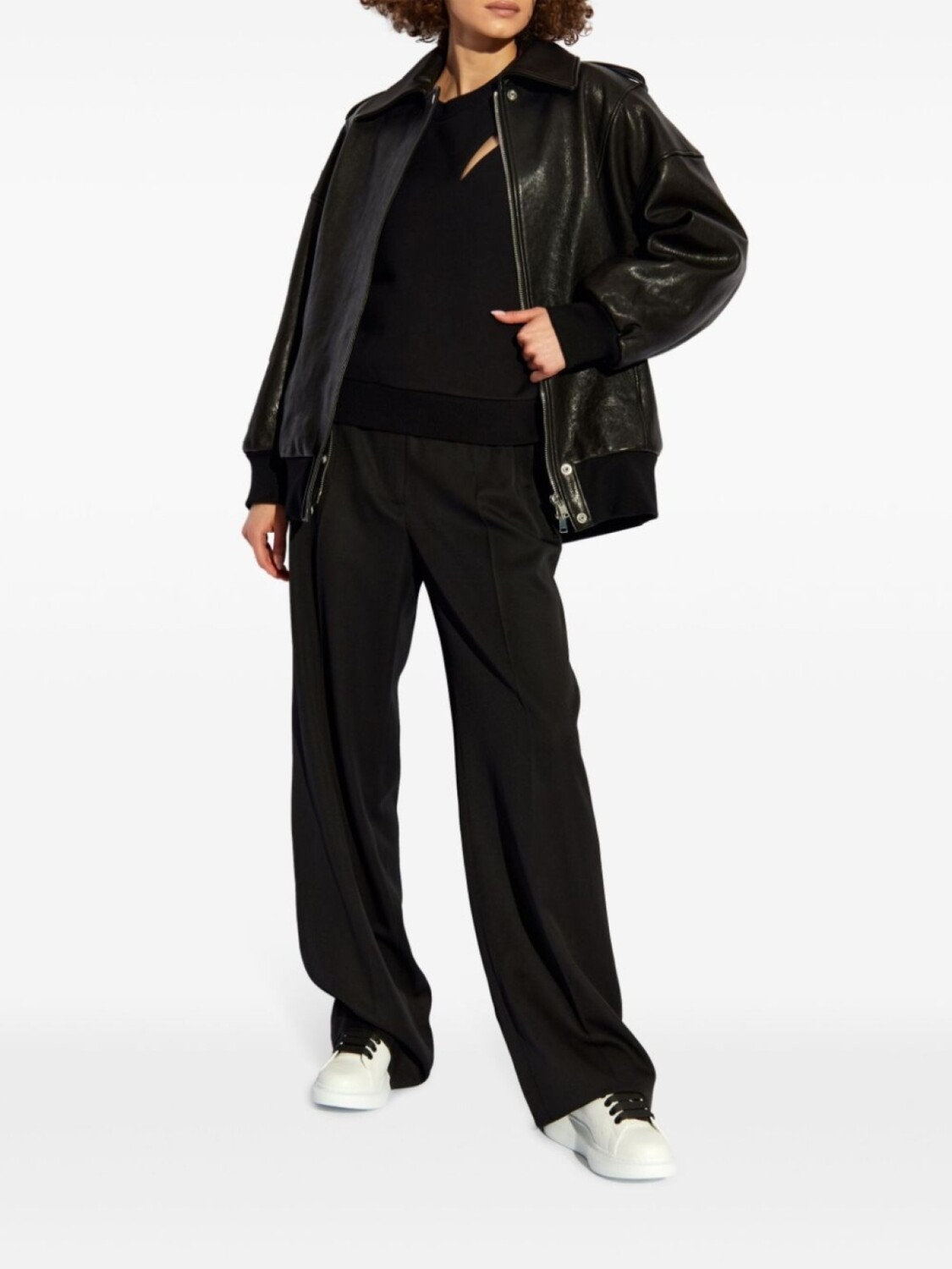 Alexander McQueen хлопковая толстовка с вырезами, черный 
Alexander McQueen хлопковая толстовка с вырезами, черный