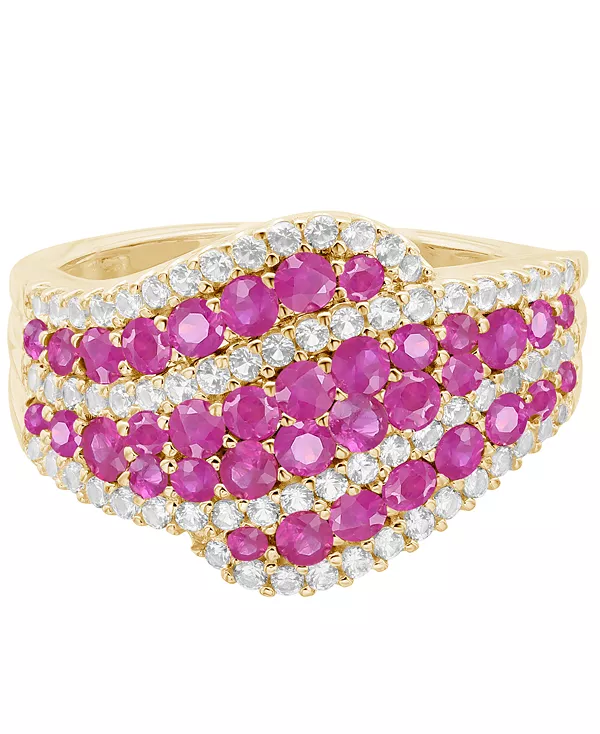 Кольцо с изумрудом (1 карат tw) и бриллиантом (1/2 карата tw) из 14-каратного золота (также из 14-каратного белого золота с сапфиром и 14-каратного золота с рубином) Macy'S, ruby