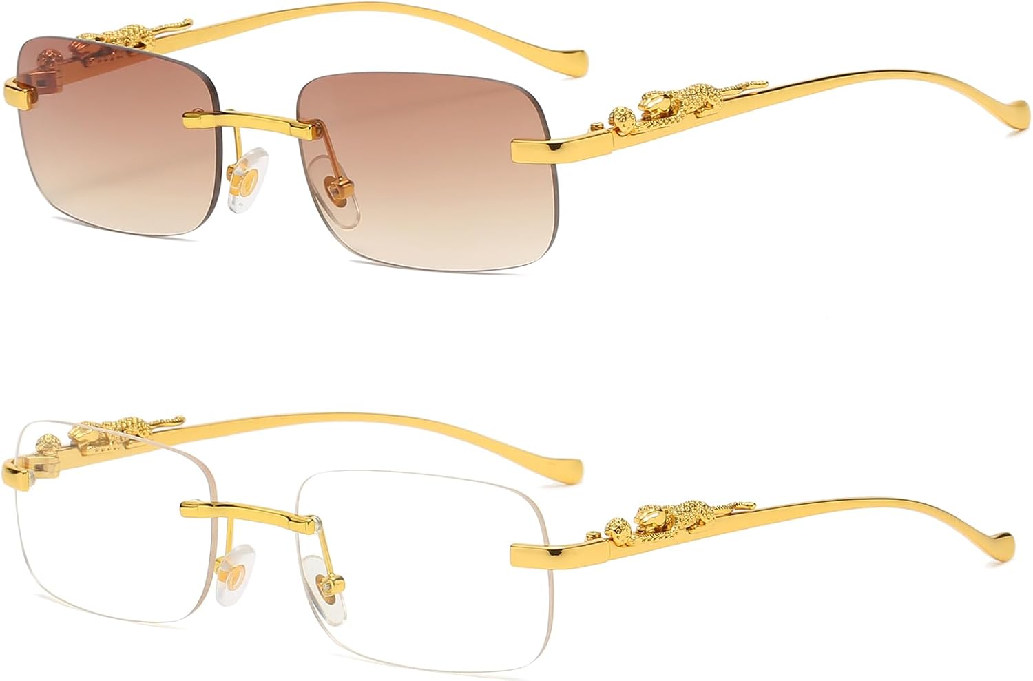 Винтажные маленькие прямоугольные солнцезащитные очки без оправы, металлические, золотистые, серебристые, с леопардовым принтом, для женщин и мужчин TOSGMLOUS, 2pack ( Gold/Clear + Gold/Tea)
Винтажные маленькие прямоугольные солнцезащитные очки без оправы, металлические, золотистые, серебристые, с леопардовым принтом, для женщин и мужчин TOSGMLOUS, 2pack ( Gold/Clear + Gold/Tea)