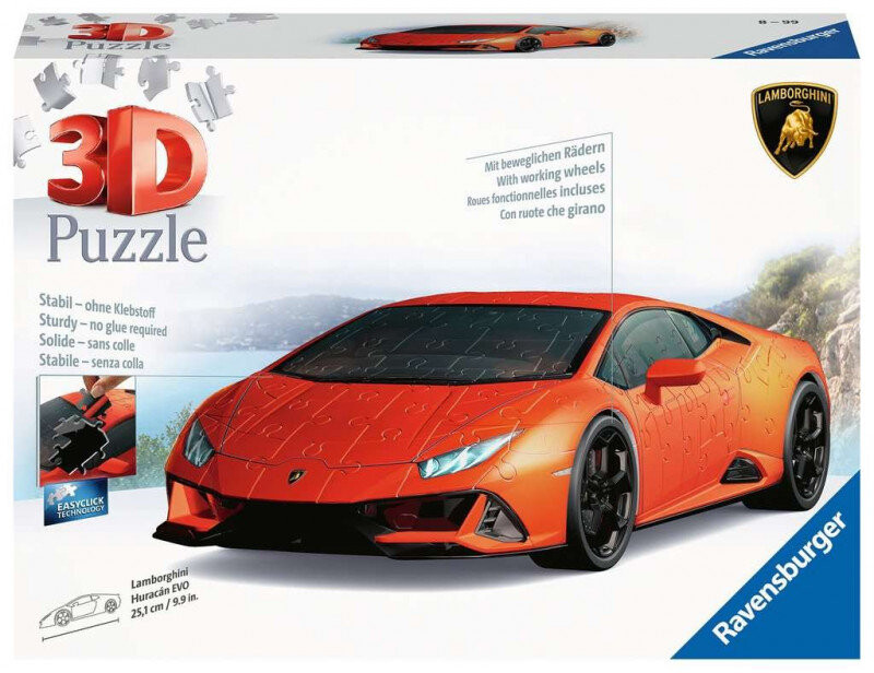 Ravensburger, пазл, 3D Vehicles, Lamborghini Huracan Evo, 108 шт.
Ravensburger, пазл, 3D Vehicles, Lamborghini Huracan Evo, 108 шт.