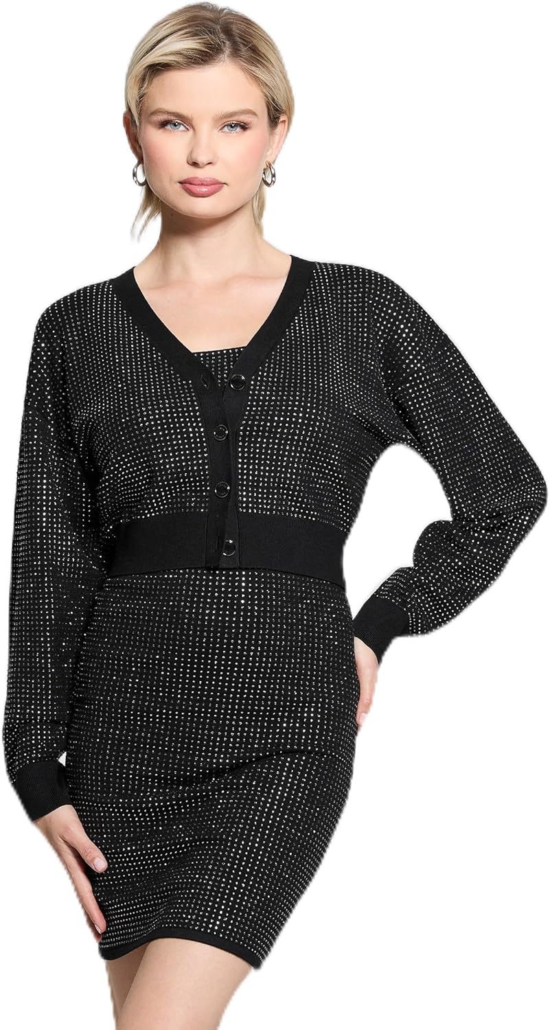 GUESS Женское платье-свитер Eco Khloe с камнями, Black
GUESS Женское платье-свитер Eco Khloe с камнями, Black