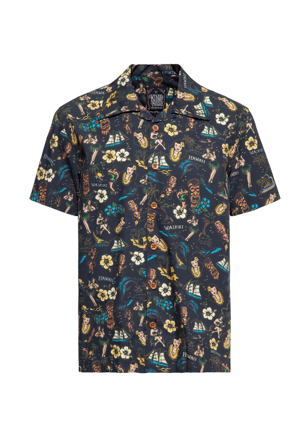 Гавайская рубашка с гавайским принтом по всей поверхности KING KEROSIN, черный
Гавайская рубашка с гавайским принтом по всей поверхности KING KEROSIN, черный