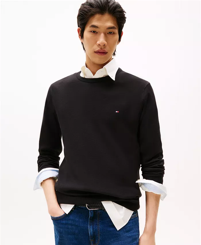 Мужской базовый свитер с круглым вырезом Tommy Hilfiger, черный
Мужской базовый свитер с круглым вырезом Tommy Hilfiger, черный