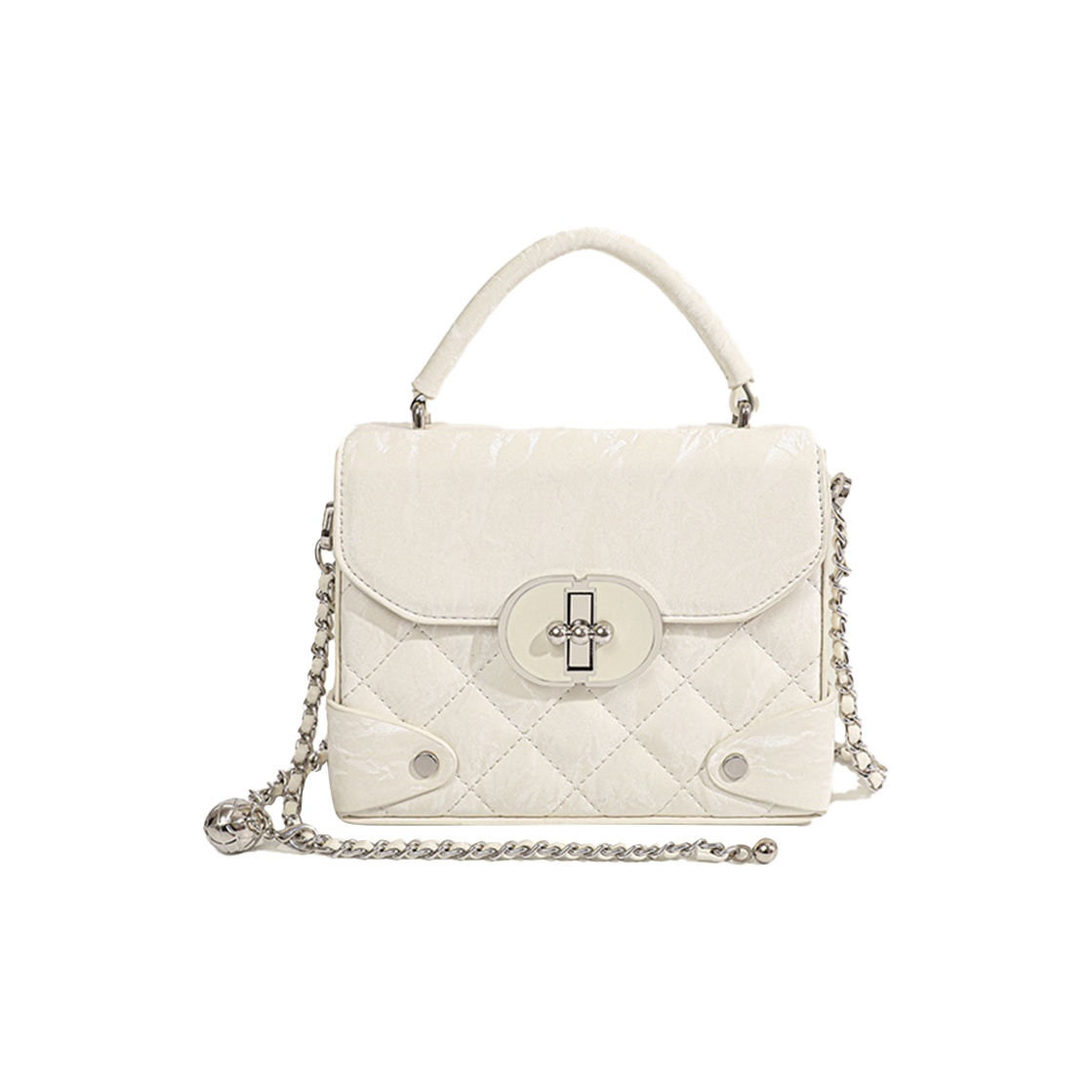 HAWA Искусственная кожа цепочка сумка маленькая квадратная сумка через плечо женская классическая белая розовая, White Diamond Pattern