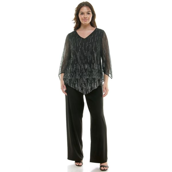 Комплект из пончо с v-образным вырезом и брюк прямого кроя больших размеров Luxology, цвет black silver
Комплект из пончо с v-образным вырезом и брюк прямого кроя больших размеров Luxology, цвет black silver