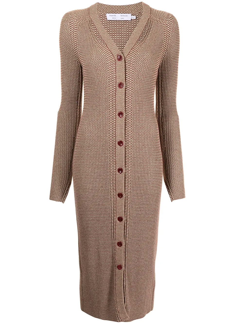 Трикотажное платье с геометричным узором Proenza Schouler White Label, коричневый 
Трикотажное платье с геометричным узором Proenza Schouler White Label, коричневый