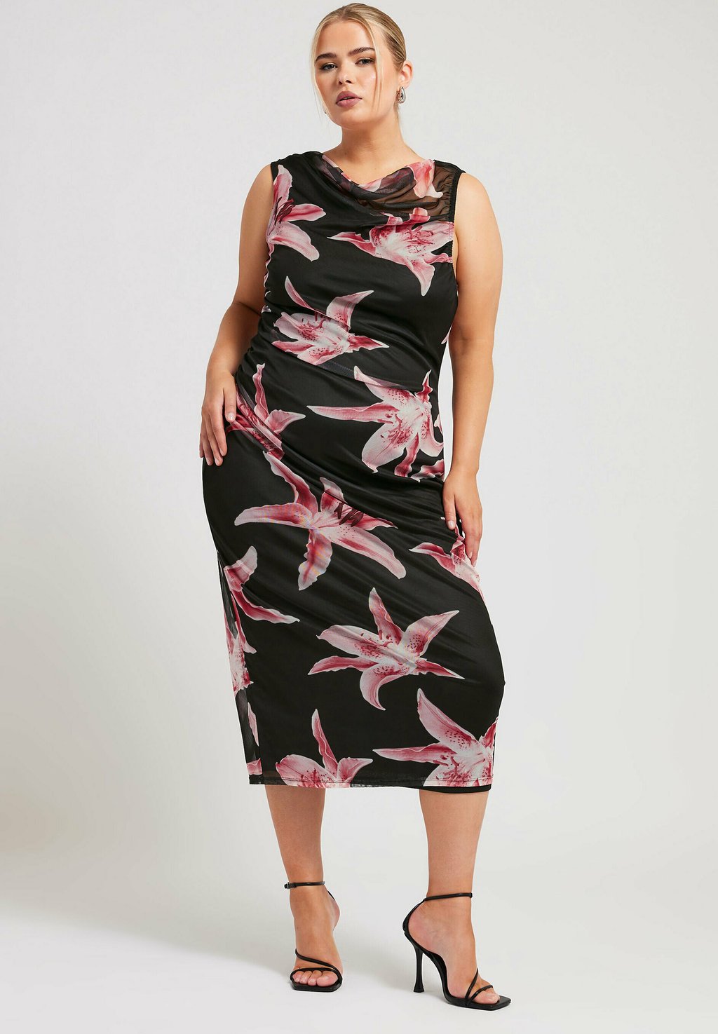 Повседневное платье FLORAL SLASH NECK Yours Clothing, антрацит 
Повседневное платье FLORAL SLASH NECK Yours Clothing, антрацит