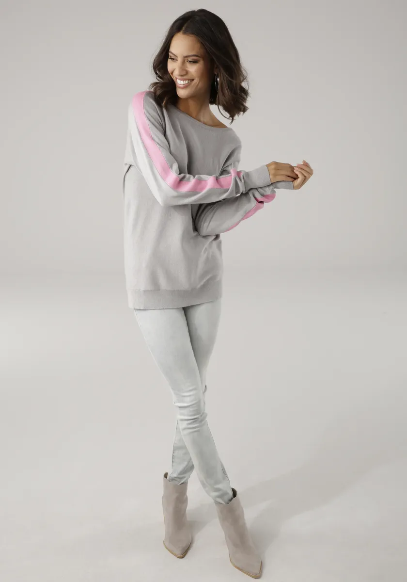 Длинный свитер Laura Scott с контрастными полосками, розовый
Длинный свитер Laura Scott с контрастными полосками, розовый