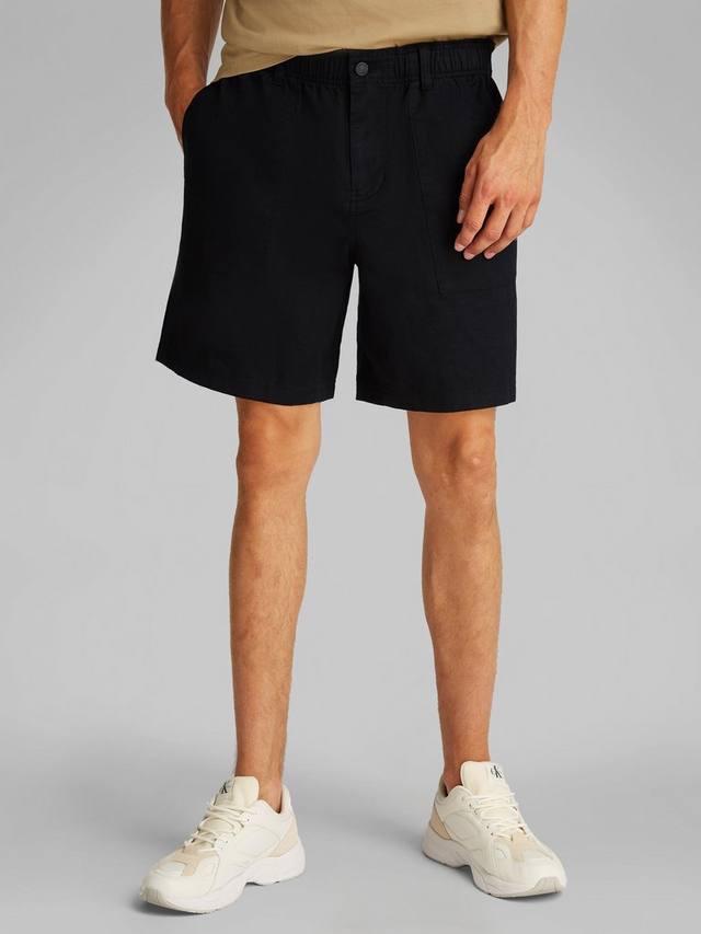 Спортивные шорты из смеси хлопка и льна Calvin Klein, черный 
Спортивные шорты из смеси хлопка и льна Calvin Klein, черный