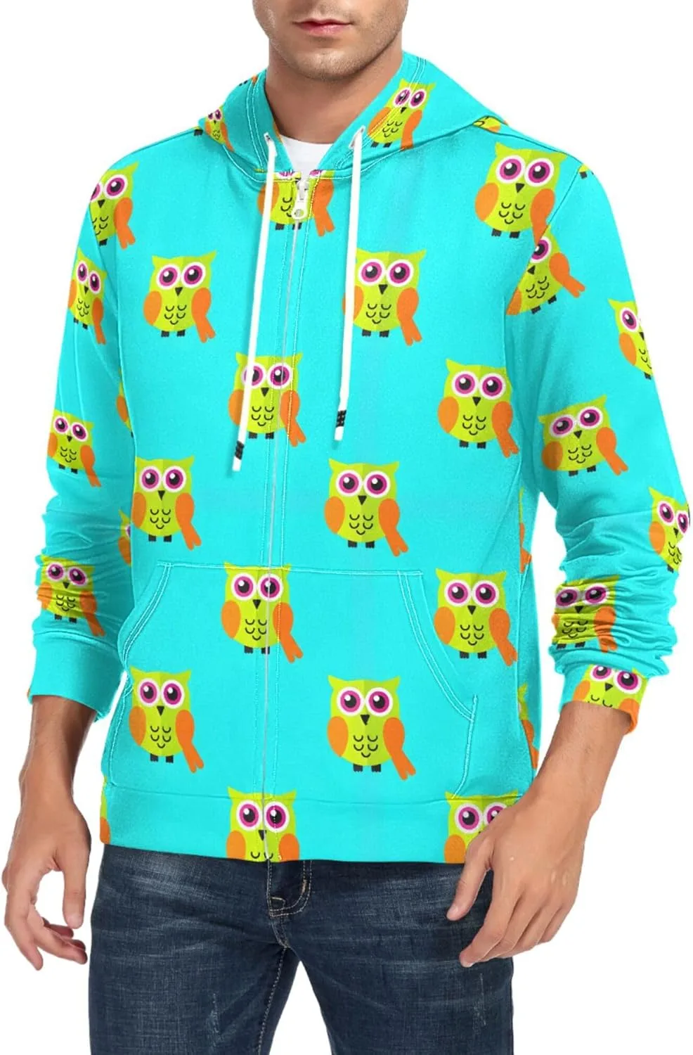 Мужская худи с молнией и принтом совы, с длинными рукавами и карманом CUPADA
Мужская худи с молнией и принтом совы, с длинными рукавами и карманом CUPADA