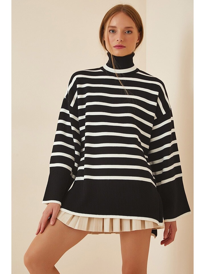 Пуловер Happiness Istanbul Rollkragenpullover, черный/белый
Пуловер Happiness Istanbul Rollkragenpullover, черный/белый