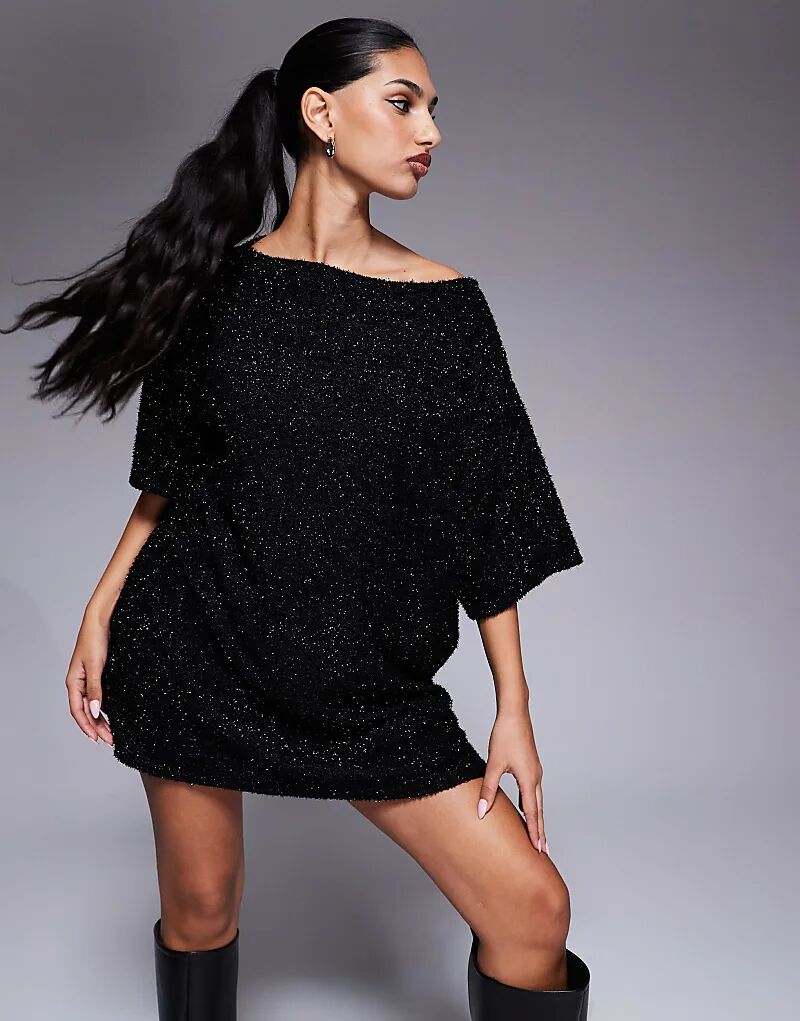 Блестящее мини-платье-футболка черного цвета ASOS DESIGN
Блестящее мини-платье-футболка черного цвета ASOS DESIGN