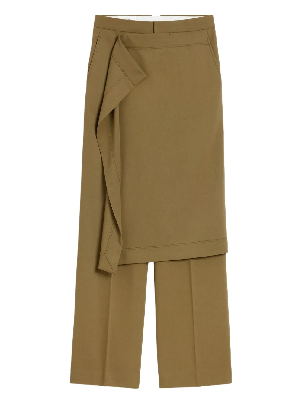 Шерстяные многослойные брюки с драпировкой AMI Paris, зеленый
Шерстяные многослойные брюки с драпировкой AMI Paris, зеленый