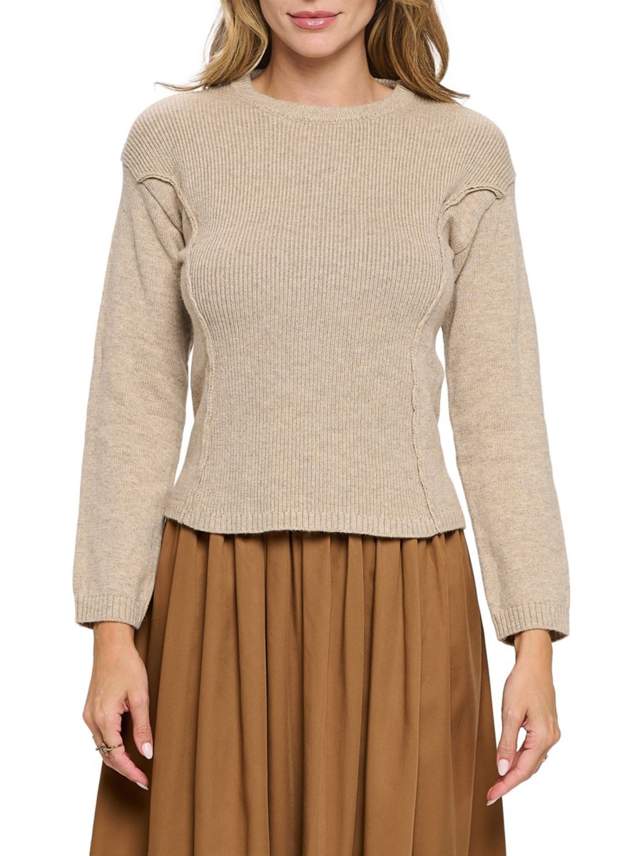 Ребристый свитер с круглым вырезом и открытыми швами Renee C., цвет Mocha
Ребристый свитер с круглым вырезом и открытыми швами Renee C., цвет Mocha