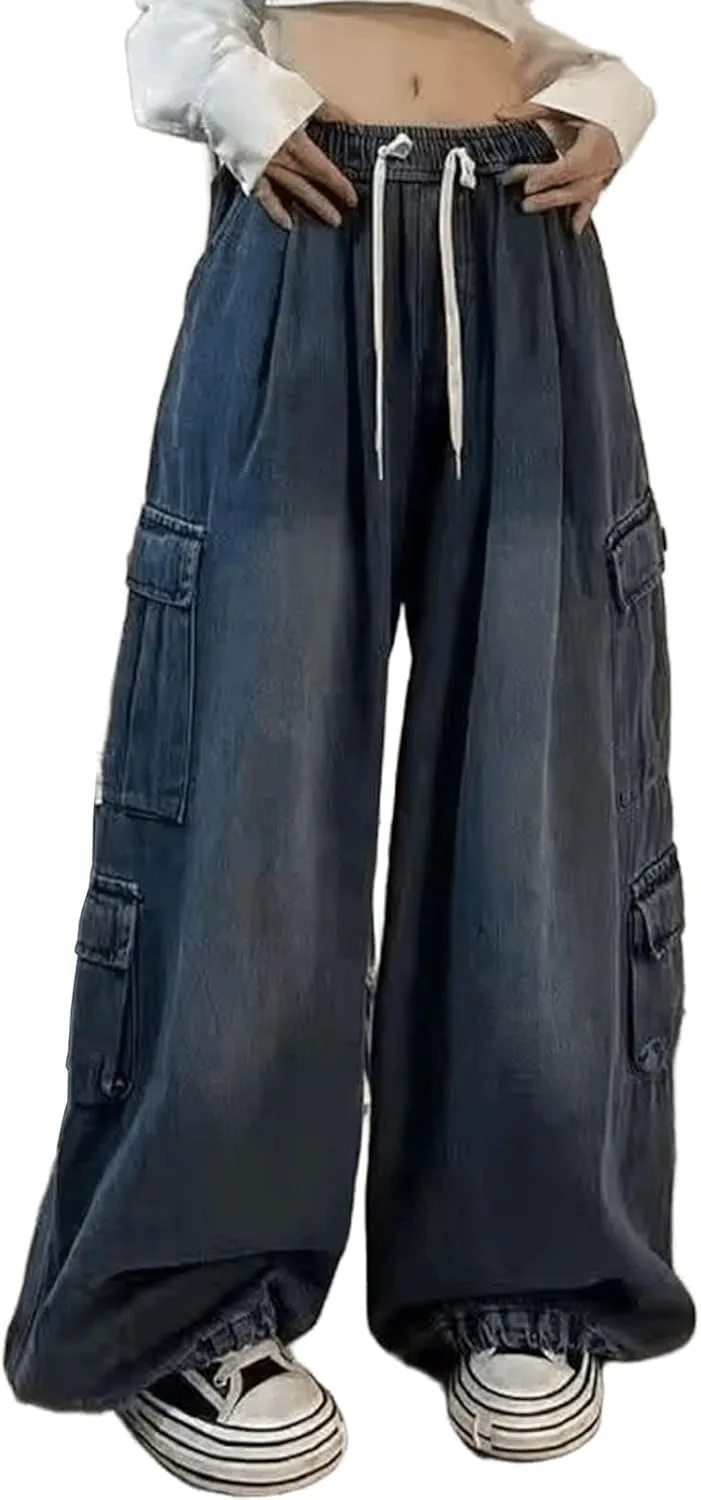 Женские джинсы Y2K с широкими штанинами и шнурком UICIOP
Женские джинсы Y2K с широкими штанинами и шнурком UICIOP