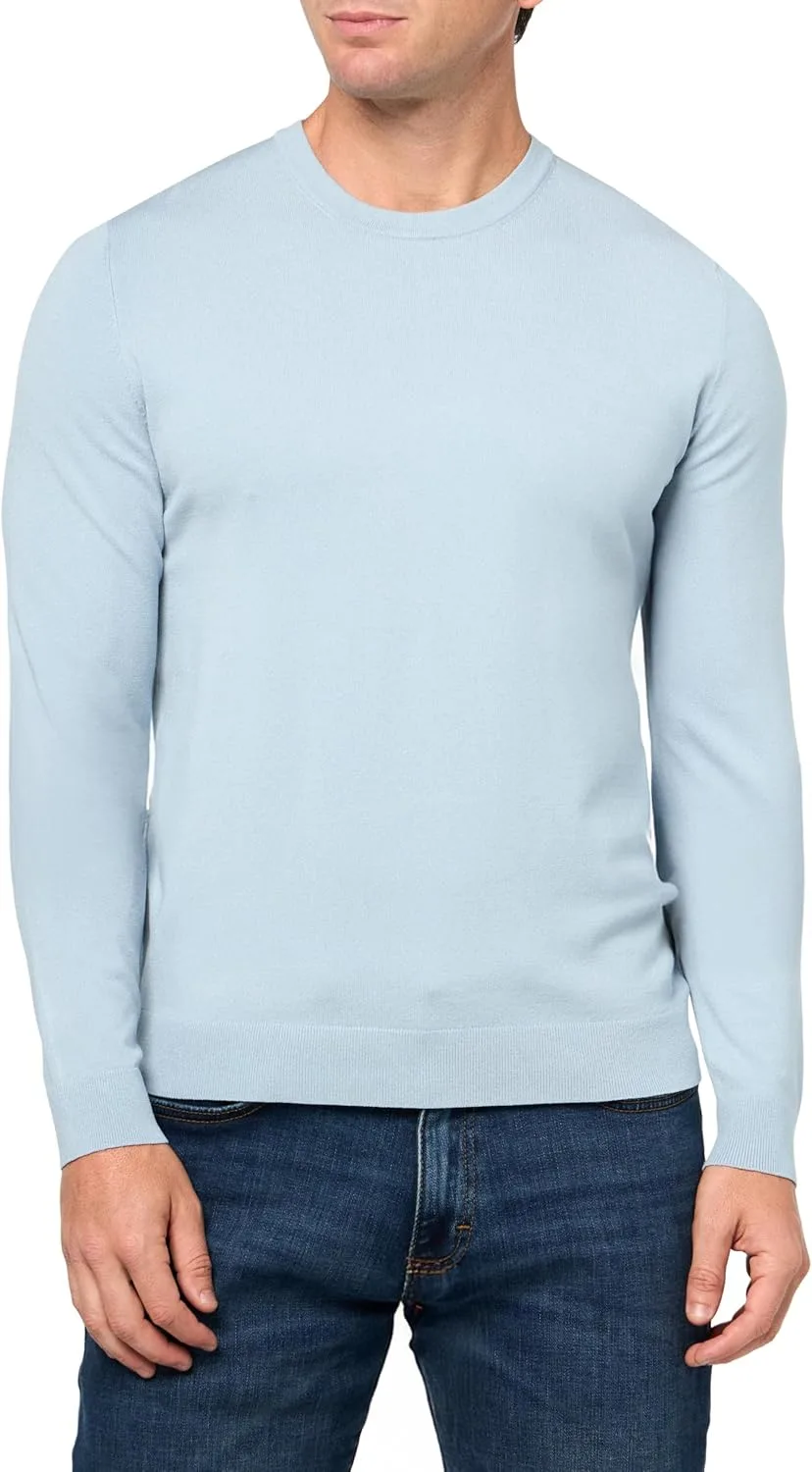 HUGO Мужской однотонный вязаный свитер с круглым вырезом
HUGO Мужской однотонный вязаный свитер с круглым вырезом