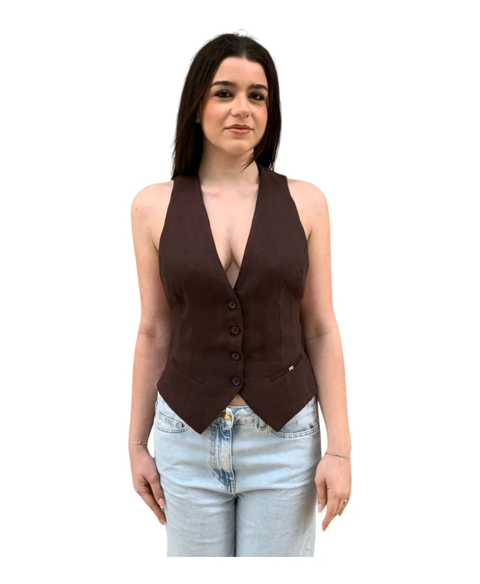 Модный жилет Elisabetta Franchi, коричневый
Модный жилет Elisabetta Franchi, коричневый