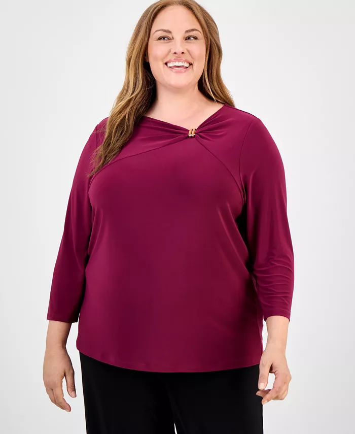 Топ больших размеров со сборками спереди Anne Klein, фиолетовый
Топ больших размеров со сборками спереди Anne Klein, фиолетовый