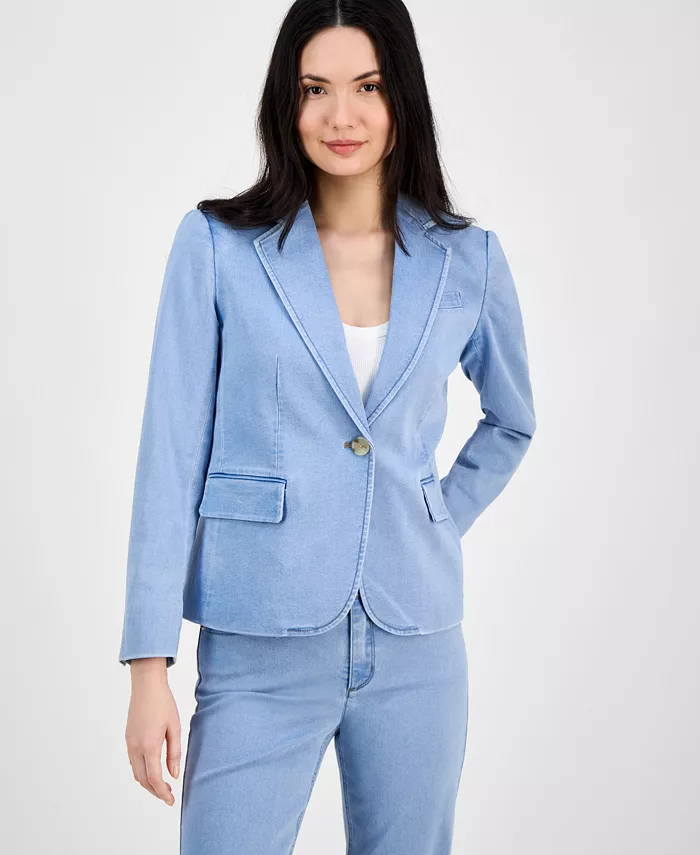 Женский джинсовый блейзер с вырезным воротником и одной пуговицей Anne Klein, синий
Женский джинсовый блейзер с вырезным воротником и одной пуговицей Anne Klein, синий