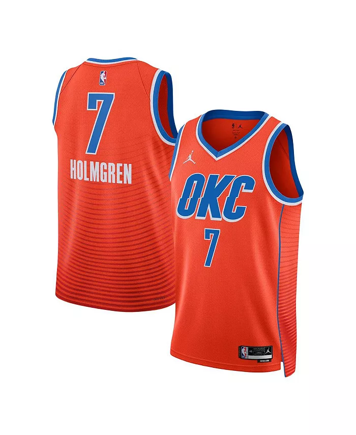 Мужская и женская баскетбольная майка Oklahoma City Thunder Chet Holmgren в оранжевом цвете - Swingman, коллекция Statement Jordan
Мужская и женская баскетбольная майка Oklahoma City Thunder Chet Holmgren в оранжевом цвете - Swingman, коллекция Statement Jordan