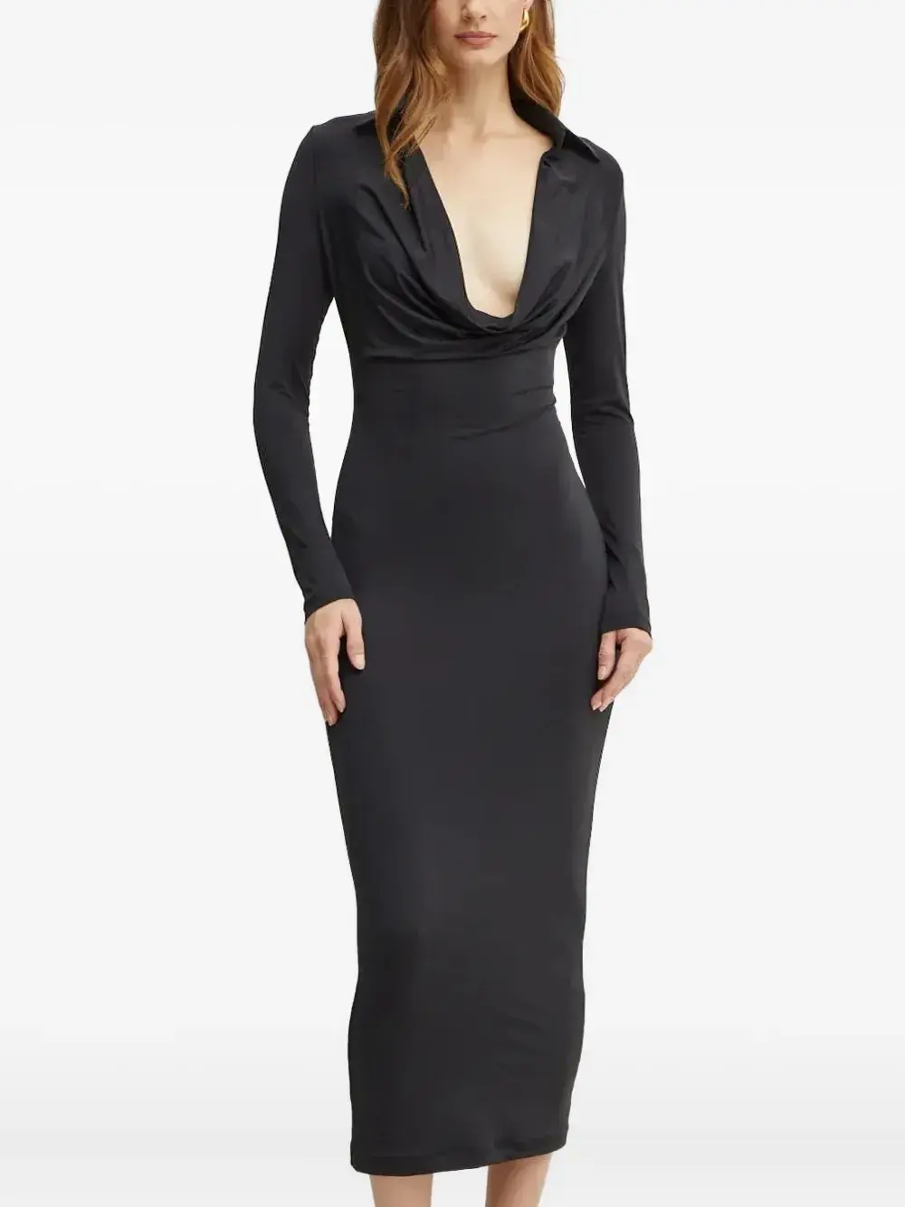Платье миди с воротником-хомутиком и длинными рукавами Bardot, черный
Платье миди с воротником-хомутиком и длинными рукавами Bardot, черный