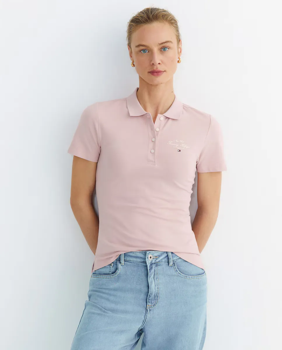 Женская рубашка поло с короткими рукавами и вышитым логотипом на груди Tommy Hilfiger, светло-розовый
Женская рубашка поло с короткими рукавами и вышитым логотипом на груди Tommy Hilfiger, светло-розовый