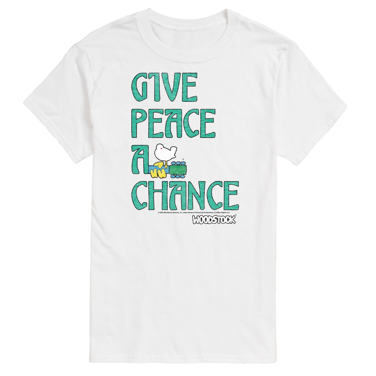 Большая и высокая футболка Woodstock с надписью "Give Peace A Chance" License, белый
Большая и высокая футболка Woodstock с надписью "Give Peace A Chance" License, белый