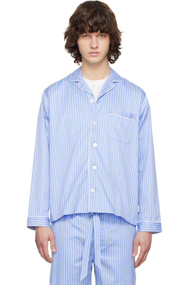 Tekla Синяя атласная пижамная рубашка с длинными рукавами
Tekla Синяя атласная пижамная рубашка с длинными рукавами