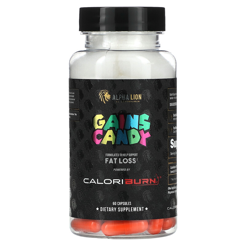 ALPHA LION, Gains Candy, CaloriBurn, 40 мг, 60 капсул
ALPHA LION, Gains Candy, CaloriBurn, 40 мг, 60 капсул