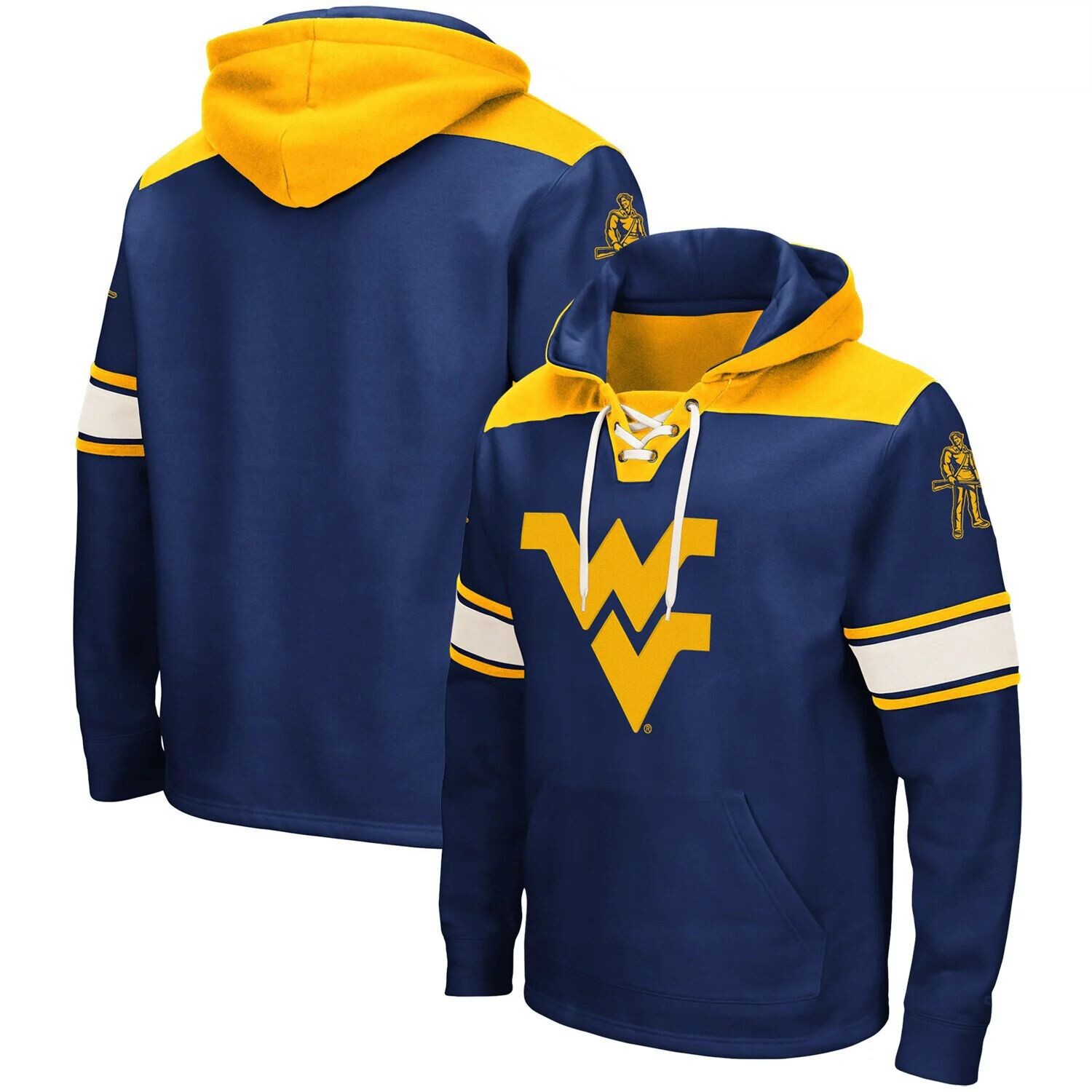 Мужской темно-синий пуловер с капюшоном West Virginia Mountaineers 2.0 на шнуровке Colosseum
Мужской темно-синий пуловер с капюшоном West Virginia Mountaineers 2.0 на шнуровке Colosseum